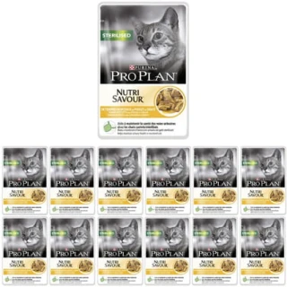  Purina Pro Plan Cat Sterilised Kurczak w Sosie 12x85g 