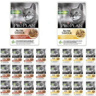  Purina Pro Plan Cat Sterilised MIX Wołowina Kurczak w Sosie 24x85g 