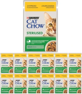 Purina Cat Chow Sterilised Karma z kurczakiem i bakłażanem w sosie 12 x 85 g 