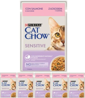 Purina Cat Chow Sensitive Karma z łososiem i cukinią 6 x 85 g  