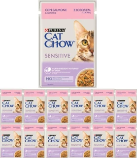 Purina Cat Chow Sensitive Karma z łososiem i cukinią 12 x 85 g 