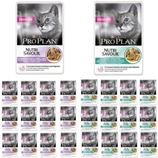  Purina Pro Plan Cat Delicate MIX Indyk Ryba w Sosie 24x85g 