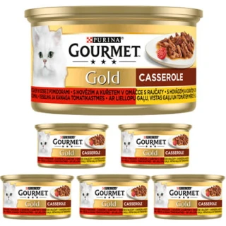 Gourmet Gold Karma dla kotów Casserole z wołowiną i kurczakiem w sosie 6 x 85 g 