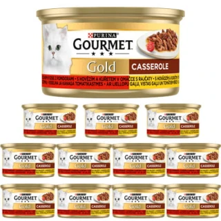 Gourmet Gold Karma dla kotów Casserole z wołowiną i kurczakiem w sosie 12 x 85 g 