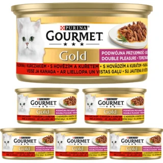 Gourmet Gold Karma dla kotów podwójna przyjemność wołowina i kurczak 6 x 85 g 