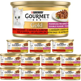Gourmet Gold Karma dla kotów podwójna przyjemność wołowina i kurczak 12 x 85 g 