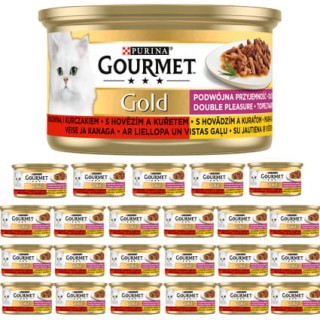 Gourmet Gold Karma dla kotów podwójna przyjemność wołowina i kurczak 24 x 85 g  