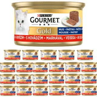 Gourmet Gold Karma dla kotów mus z wołowiną 24 x 85 g   