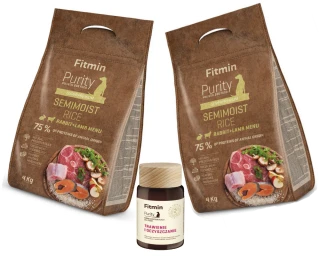 Fitmin Dog Purity Rice Semimoist Rabbit & Lamb 2 x 4kg  + suplement diety Fitmin Purity!