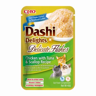 INABA CAT DASHI DELIGHTS FLAKES CHICKEN TUNA & SCALLOP 40g