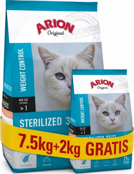 Arion Original Cat Sterilised Łosoś  7,5kg + 2kg GRATIS