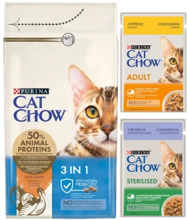 Purina Cat Chow 3 in 1 Karma bogata w indyka 1,5 kg