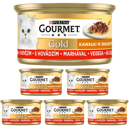 Gourmet Gold Karma dla kotów kawałki w smakowitym sosie z wołowiną 6x85g