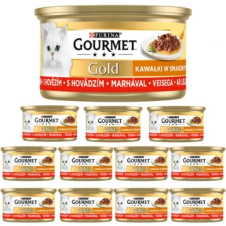 Gourmet Gold Karma dla kotów kawałki w smakowitym sosie z wołowiną 12x85g
