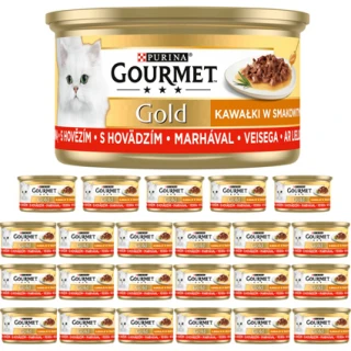 Gourmet Gold Karma dla kotów kawałki w smakowitym sosie z wołowiną 24x85g