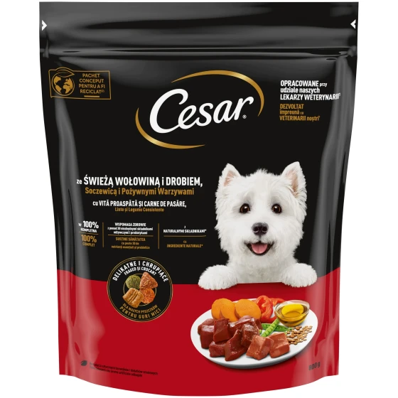 Cesar  wołowina z drobiem dla małych ras 800g