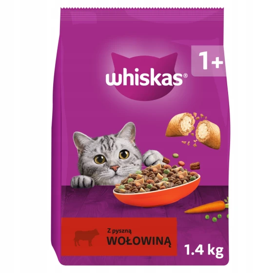 Whiskas sucha karma z wołowiną 1.4kg