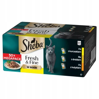 SHEBA Fresh & Fine Karma mokra dla kota w sosie mix smaków 50x50g
